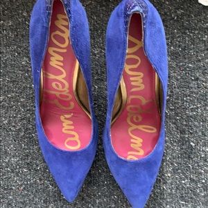 Sam Edelman Blue Suede Platform Heels